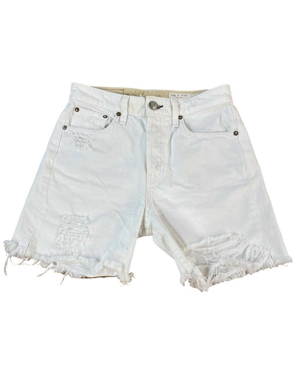Rag & Bone Maya High Rise White Midi Shorts 26